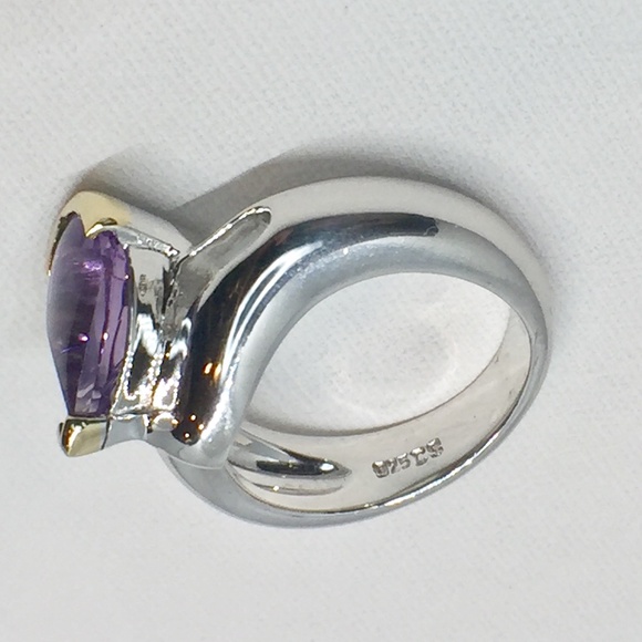 Sterling Silver & 18k Amethyst Ring - Picture 4 of 5